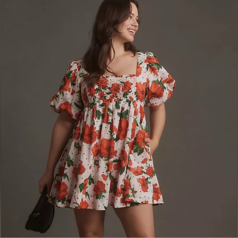 Floral Print Puff Sleeve Anthropologie Dress